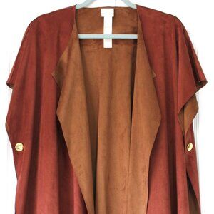 Chico's Reversible Faux Suede Two-Tone Ruana Wrap OS EUC